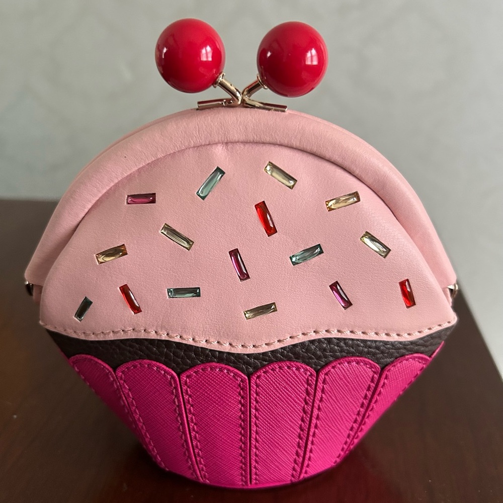 Pink Cupcake Handbag with Red Accents